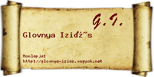 Glovnya Iziás névjegykártya
